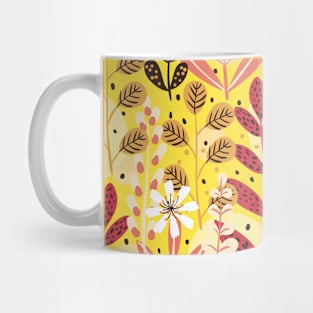 Colorful Hand Drawn Leaves Background Mug